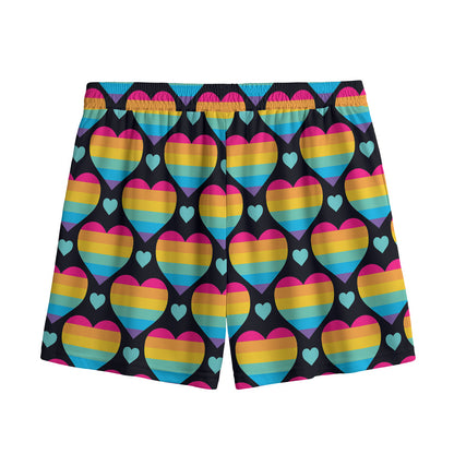 Rainbow LGBT Pride Heart Pattern Print Mesh Shorts
