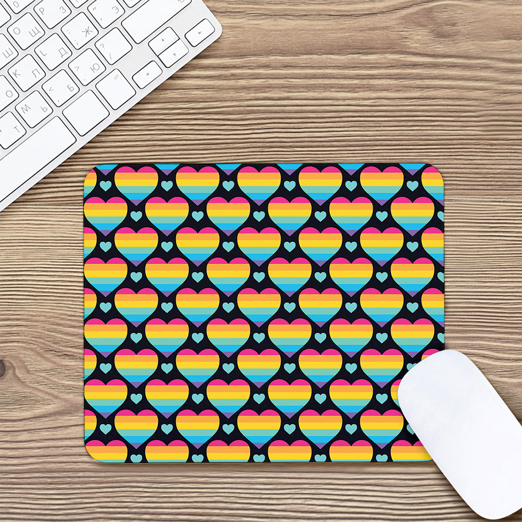 Rainbow LGBT Pride Heart Pattern Print Mouse Pad
