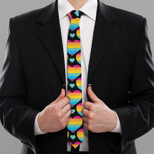 Rainbow LGBT Pride Heart Pattern Print Necktie