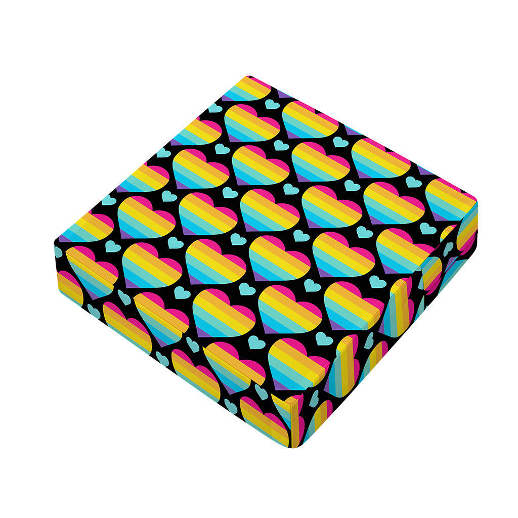 Rainbow LGBT Pride Heart Pattern Print Outdoor Seat Cushion Cover