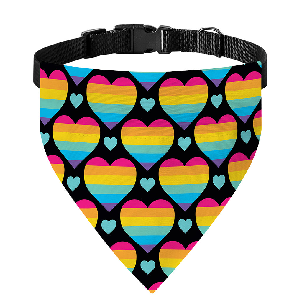 Rainbow LGBT Pride Heart Pattern Print Over The Collar Dog Bandana