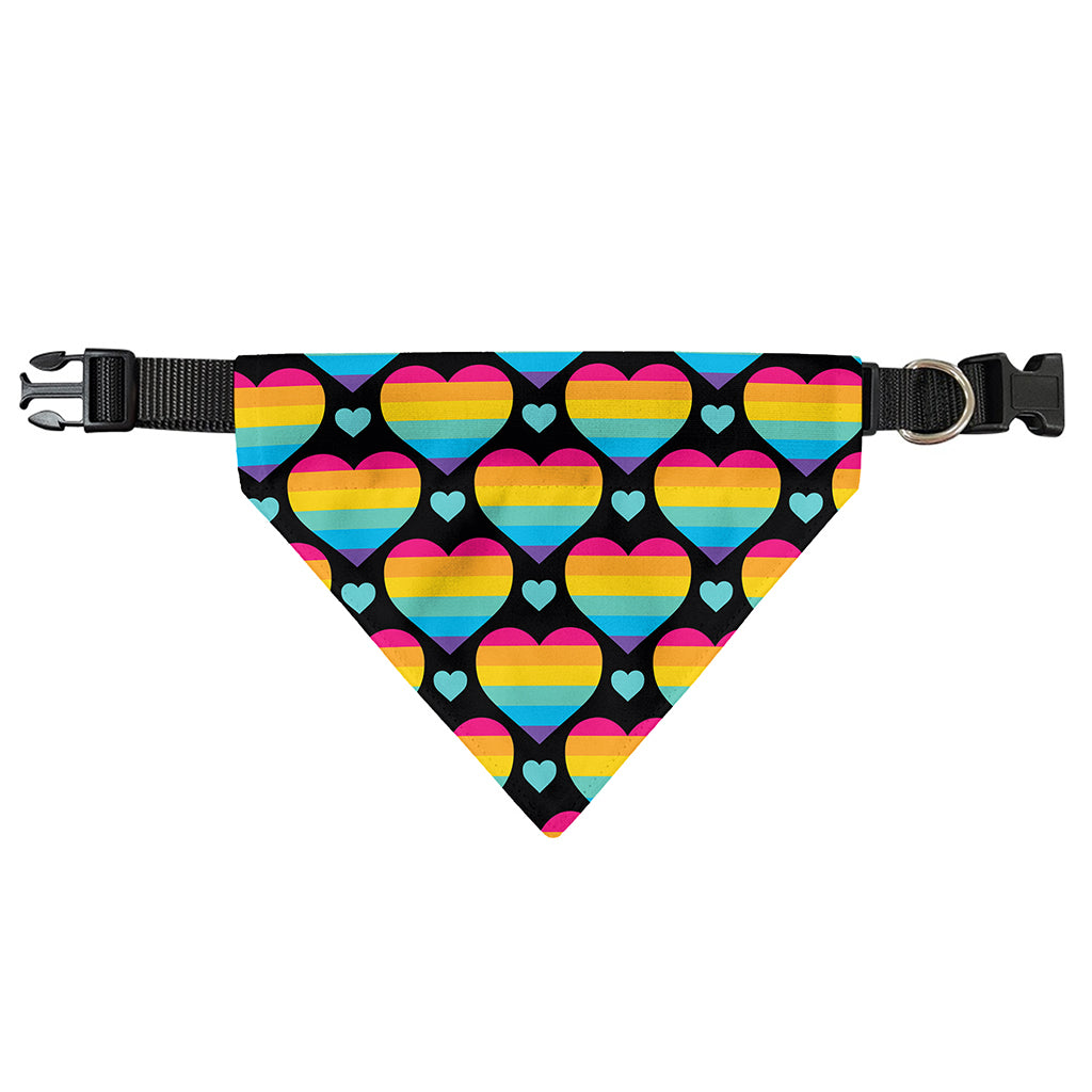Rainbow LGBT Pride Heart Pattern Print Over The Collar Dog Bandana