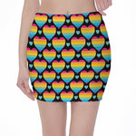 Rainbow LGBT Pride Heart Pattern Print Pencil Mini Skirt