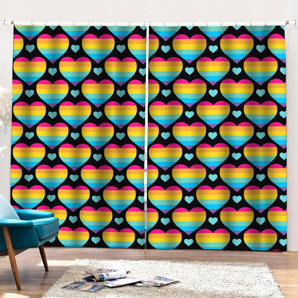 Rainbow LGBT Pride Heart Pattern Print Pencil Pleat Curtains