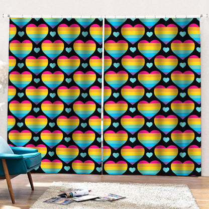 Rainbow LGBT Pride Heart Pattern Print Pencil Pleat Curtains