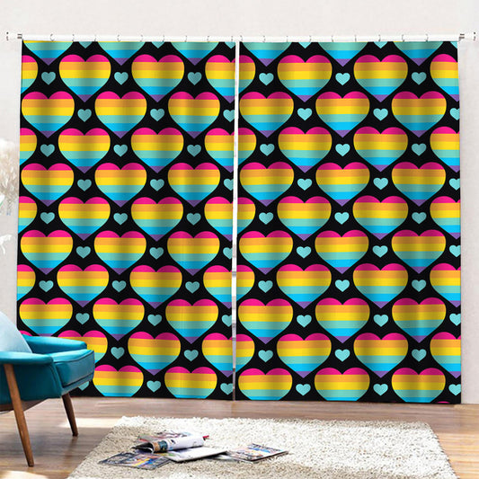 Rainbow LGBT Pride Heart Pattern Print Pencil Pleat Curtains