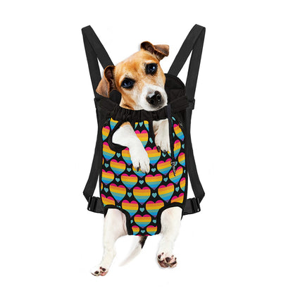 Rainbow LGBT Pride Heart Pattern Print Pet Carrier Backpack