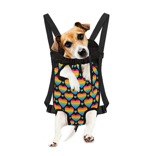 Rainbow LGBT Pride Heart Pattern Print Pet Carrier Backpack