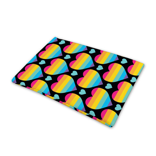 Rainbow LGBT Pride Heart Pattern Print Pet Cooling Mat Cover