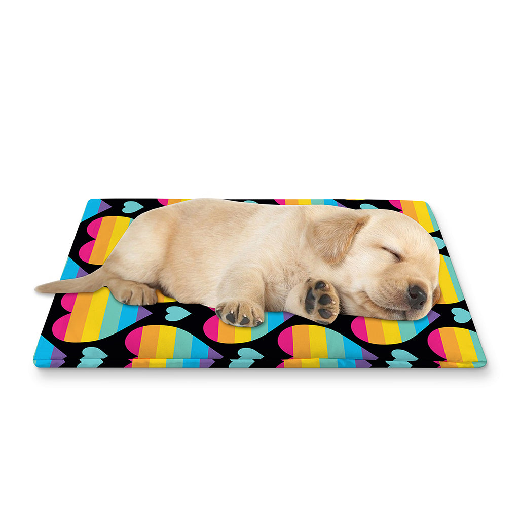 Rainbow LGBT Pride Heart Pattern Print Pet Cooling Mat Cover