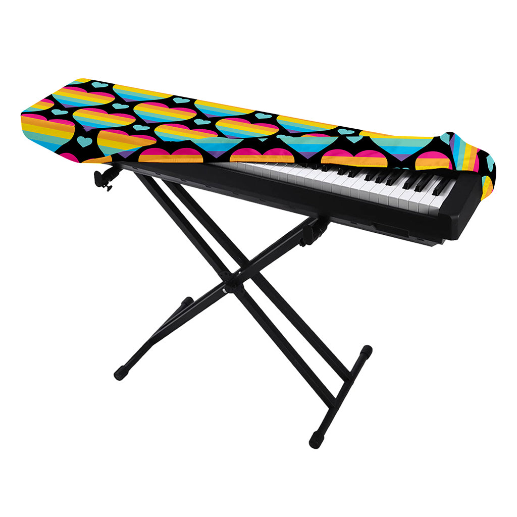 Rainbow LGBT Pride Heart Pattern Print Piano Keyboard Cover