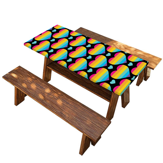 Rainbow LGBT Pride Heart Pattern Print Picnic Table Cover