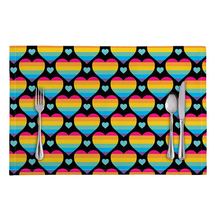 Rainbow LGBT Pride Heart Pattern Print Placemat