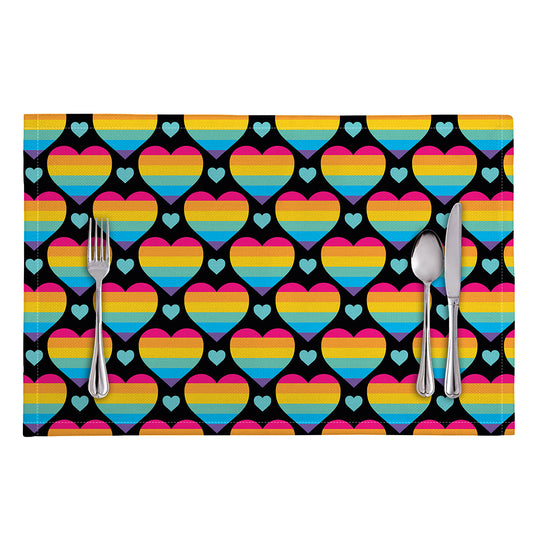 Rainbow LGBT Pride Heart Pattern Print Placemat