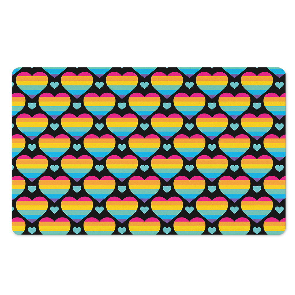 Rainbow LGBT Pride Heart Pattern Print Polyester Doormat
