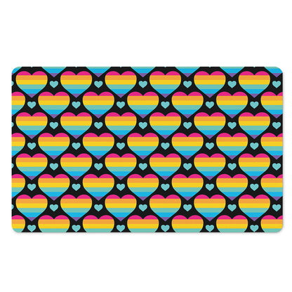 Rainbow LGBT Pride Heart Pattern Print Polyester Doormat