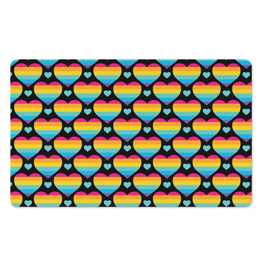 Rainbow LGBT Pride Heart Pattern Print Polyester Doormat