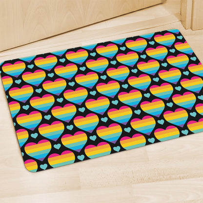 Rainbow LGBT Pride Heart Pattern Print Polyester Doormat