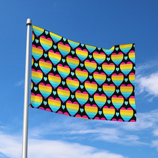 Rainbow LGBT Pride Heart Pattern Print Polyester Flag
