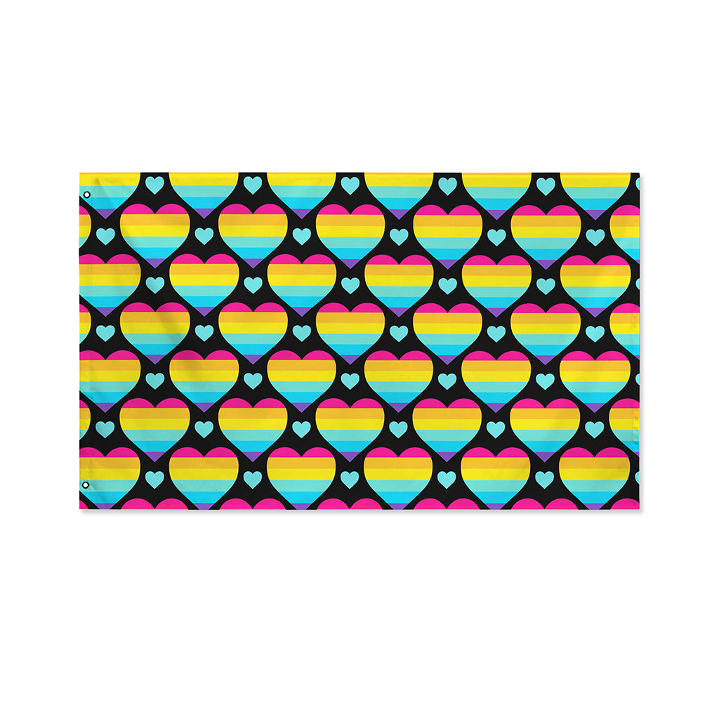 Rainbow LGBT Pride Heart Pattern Print Polyester Flag