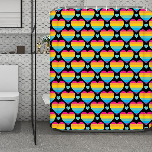 Rainbow LGBT Pride Heart Pattern Print Polyester Shower Curtain