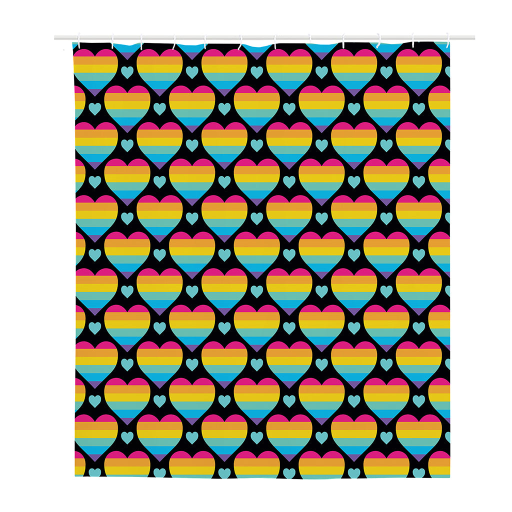 Rainbow LGBT Pride Heart Pattern Print Polyester Shower Curtain