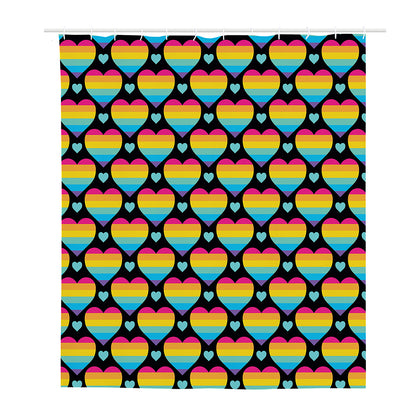 Rainbow LGBT Pride Heart Pattern Print Polyester Shower Curtain