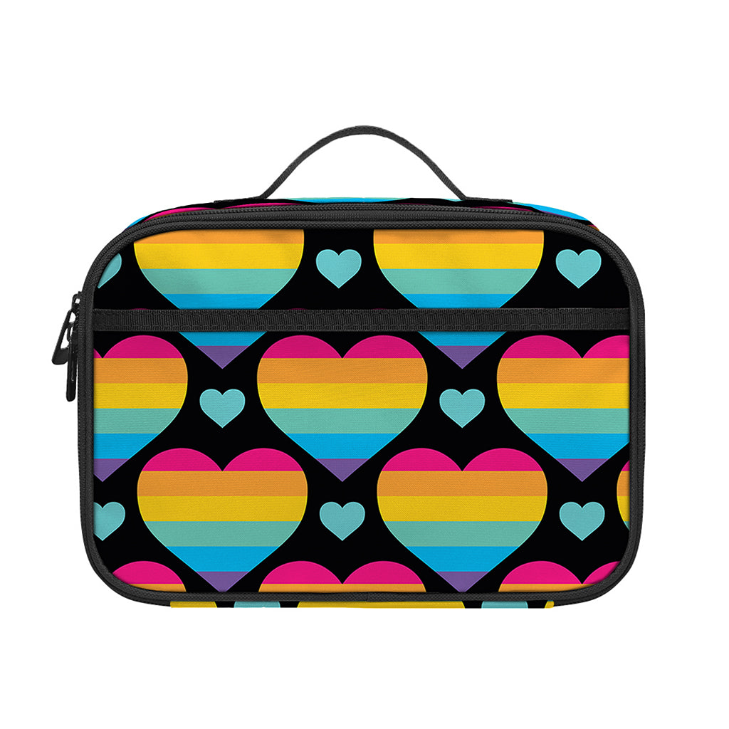 Rainbow LGBT Pride Heart Pattern Print Portable Lunch Bag