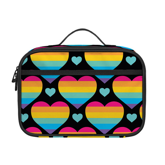 Rainbow LGBT Pride Heart Pattern Print Portable Lunch Bag