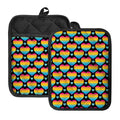 Rainbow LGBT Pride Heart Pattern Print Pot Holders With Pocket