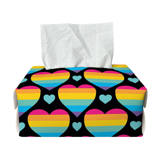 Rainbow LGBT Pride Heart Pattern Print Rectangle Tissue Box Cover