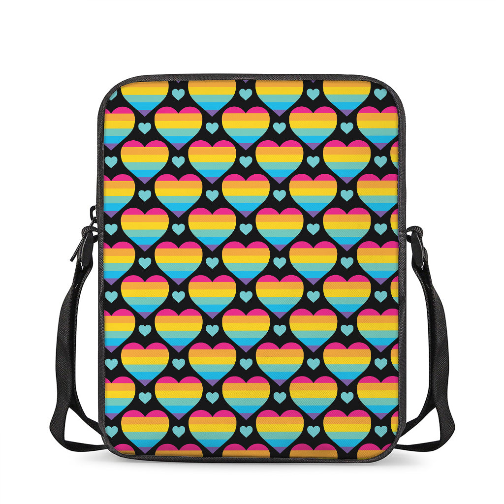 Rainbow LGBT Pride Heart Pattern Print Rectangular Crossbody Bag
