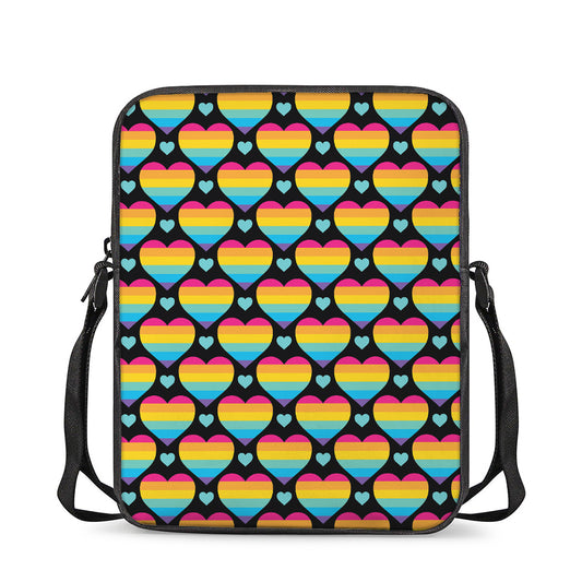 Rainbow LGBT Pride Heart Pattern Print Rectangular Crossbody Bag