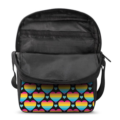 Rainbow LGBT Pride Heart Pattern Print Rectangular Crossbody Bag
