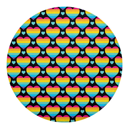 Rainbow LGBT Pride Heart Pattern Print Round Blanket