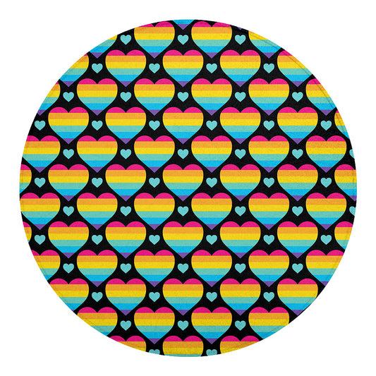 Rainbow LGBT Pride Heart Pattern Print Round Blanket