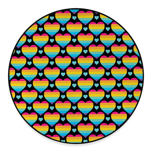 Rainbow LGBT Pride Heart Pattern Print Round Floor Mat