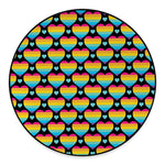 Rainbow LGBT Pride Heart Pattern Print Round Floor Mat