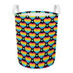 Rainbow LGBT Pride Heart Pattern Print Round Laundry Basket