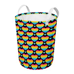 Rainbow LGBT Pride Heart Pattern Print Round Laundry Basket