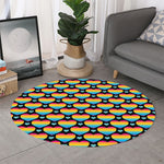 Rainbow LGBT Pride Heart Pattern Print Round Rug