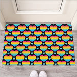 Rainbow LGBT Pride Heart Pattern Print Rubber Doormat