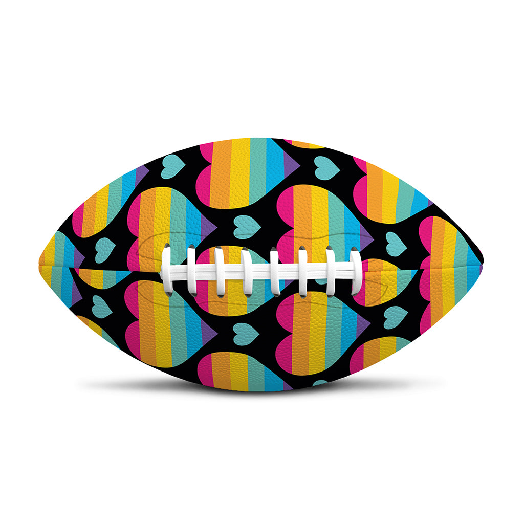 Rainbow LGBT Pride Heart Pattern Print Rugby Ball
