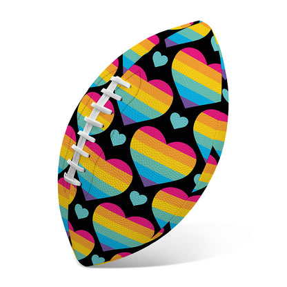 Rainbow LGBT Pride Heart Pattern Print Rugby Ball