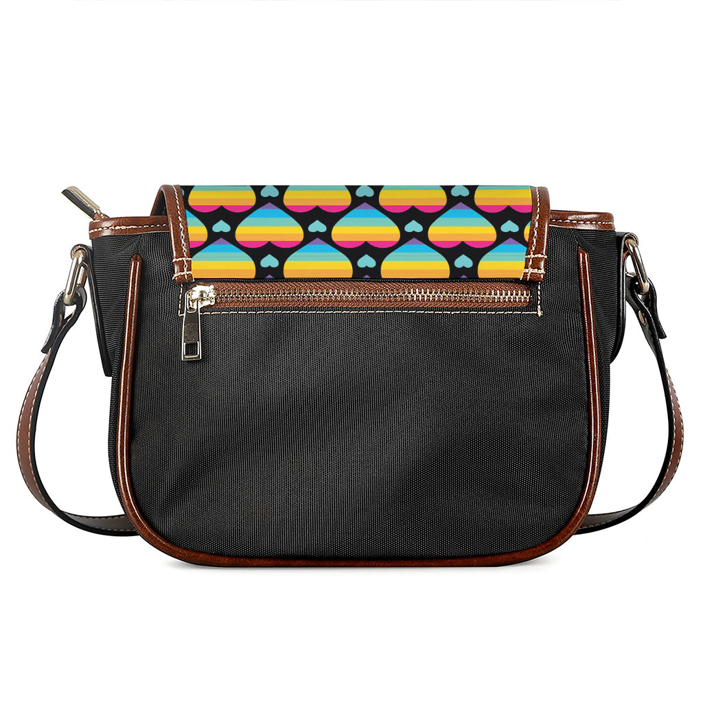 Rainbow LGBT Pride Heart Pattern Print Saddle Bag