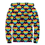 Rainbow LGBT Pride Heart Pattern Print Sherpa Lined Zip Up Hoodie