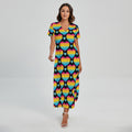 Rainbow LGBT Pride Heart Pattern Print Short Sleeve Maxi Dress