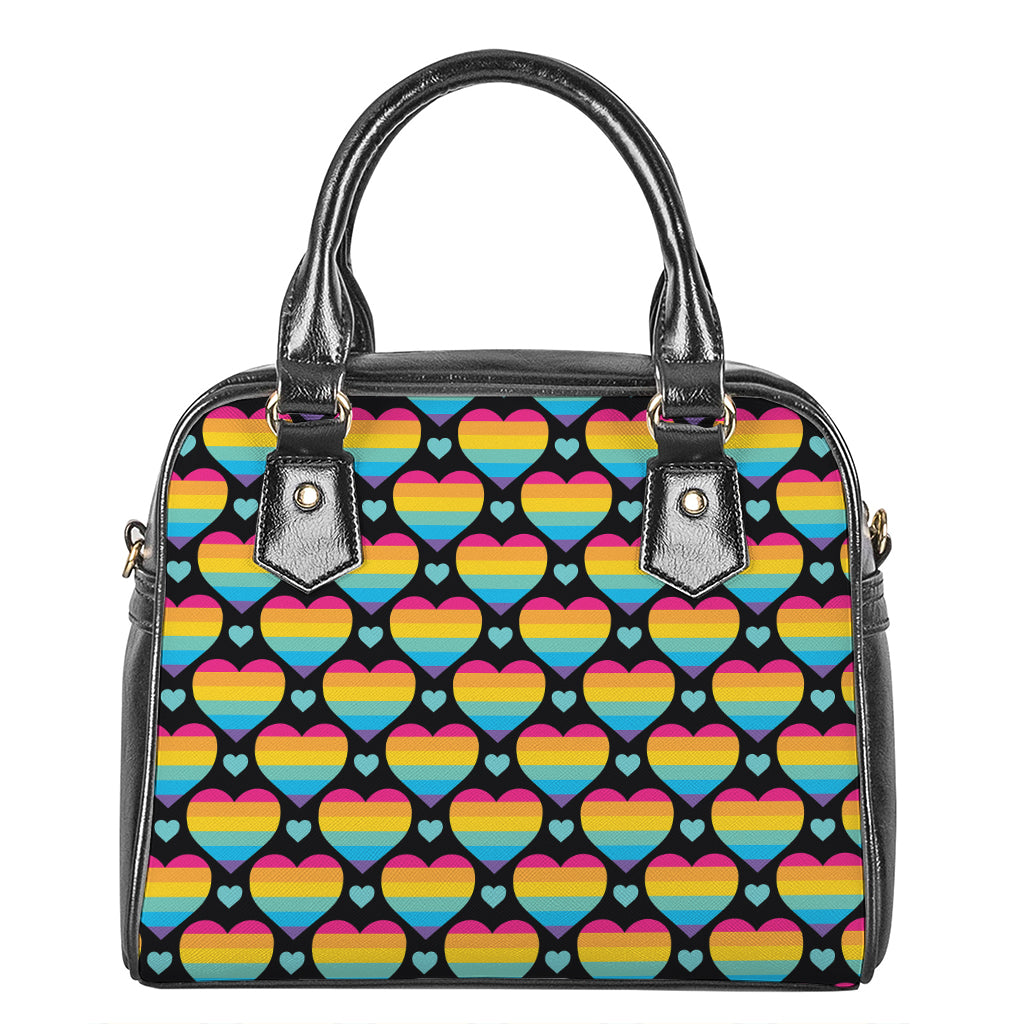 Rainbow LGBT Pride Heart Pattern Print Shoulder Handbag