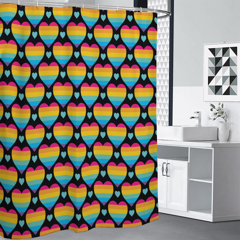 Rainbow LGBT Pride Heart Pattern Print Shower Curtain