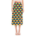 Rainbow LGBT Pride Heart Pattern Print Side Slit Midi Skirt